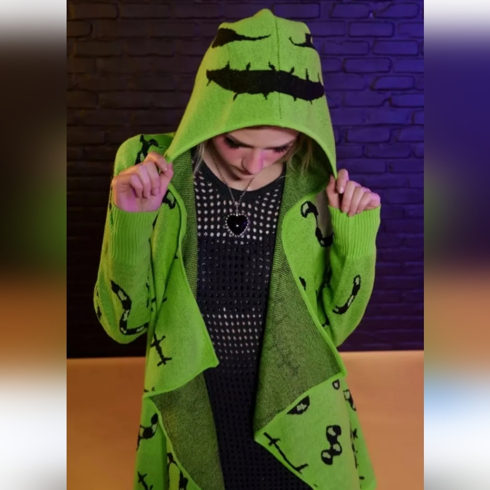 Disney Green Hooded Cardigan with Black Accents - Picture 15 of 15